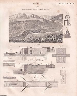 Seller image for 1823 : Canals. One plate, with Accompanying Text. A rare original article from the Encyclopaedia Britannica, 1823. for sale by Cosmo Books