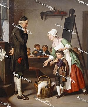 Seller image for Die Entschuldigung" hochwertiges Faksimile in Gicledruck mit weiem Rand auf 250g Schwarzwaldmhle Kunstdruck-Karton (21x30cm) nach einem Gemlde von Vautier for sale by Kunsthandel & Antiquariat Magister Ru