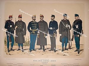 Bild des Verkufers fr Knig. Ungr. Honved Armee" hochwertiges Faksimile in Gicledruck mit weiem Rand auf 250g Schwarzwaldmhle Hochglanz-Kunstdruck-Karton (21x30cm) nach einer 1876 in Wien erschienen Uniform-Tafel zum Verkauf von Kunsthandel & Antiquariat Magister Ru