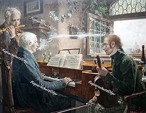 Bild des Verkufers fr "Bekrnzt mit Laub den lieben vollen Becher" hochwertiges Faksimile in Gicledruck mit weiem Rand auf 250g Schwarzwaldmhle Kunstdruck-Karton (21x30cm) nach einer 1903 bei Franz Hanfstaengl in Mnchen erschienen Aquarell-Gravure nach einem Gemlde von zum Verkauf von Kunsthandel & Antiquariat Magister Ru