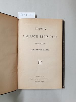 Bild des Verkufers fr Historia Apollonii regis Tyri : zum Verkauf von Versand-Antiquariat Konrad von Agris e.K.