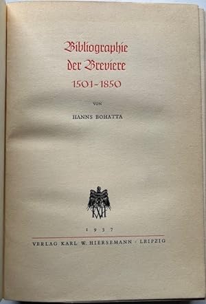 Bibliographie der Breviere 1501 - 1850.