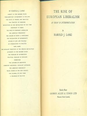 Immagine del venditore per The rise of european Liberalism venduto da Librodifaccia