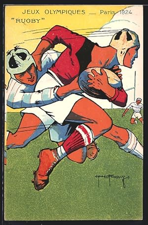 Künstler-Ansichtskarte Paris, Jeux Olympiques 1924, Rugby