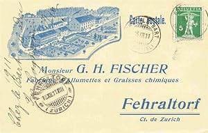 Postkarte Carte Postale 13974495 Fehraltorf ZH G. H. Fischer Fabrik aus der Vogelperspektive Litho