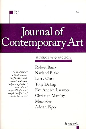 Immagine del venditore per Journal of Contemporary Art: Interviews & Projects [Vol. 5 No. 1] venduto da Bagatelle Books, IOBA