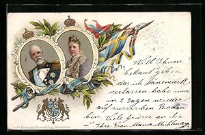 Lithographie König Oscar von Schweden mit Sophie von Schweden