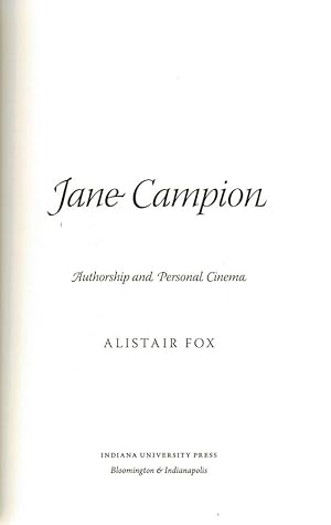 Image du vendeur pour JANE CAMPION. Authorship and Personal Cinema. mis en vente par Sainsbury's Books Pty. Ltd.