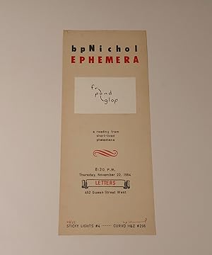 bpNichol EPHEMERA
