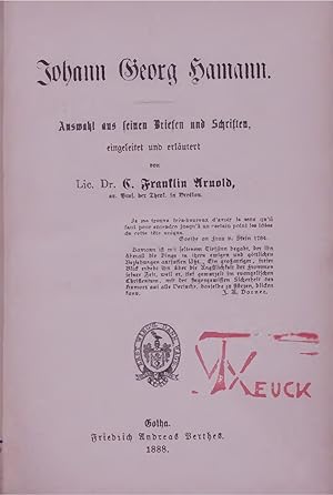 Bild des Verkufers fr Auswahl aus feinen Briefen und Schriften, eingeleitet und erlutert von Lic. Dr. C. Franklin Arnold. zum Verkauf von Antiquariat Bookfarm