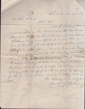 1839 letter addressed to Mr. Olin? Clark Pell New Prospect View, Columbia S. Carolina discussing ...