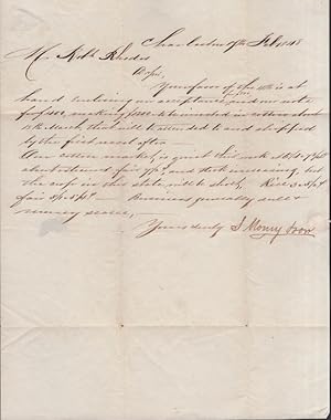 1848 letter addressed to Robert Rhodes, Providence, Rhode Island regarding Cotton and Rice prices
