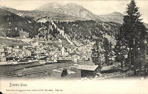 Ansichtskarte / Postkarte Davos Kt. Graubünden Schweiz, Gesamtansicht des Ortes mit Berglandschaft