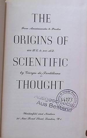 Bild des Verkufers fr The Origins of Scientific Thought The History of Scientific Thought, vol. 1 zum Verkauf von books4less (Versandantiquariat Petra Gros GmbH & Co. KG)