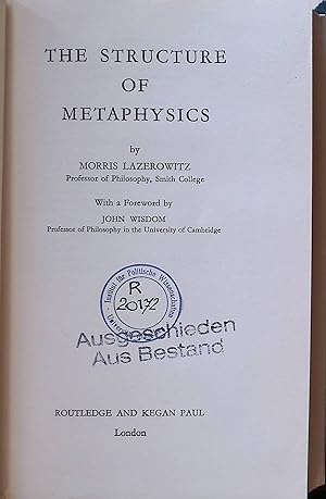 Immagine del venditore per The Structure of Metaphysics venduto da books4less (Versandantiquariat Petra Gros GmbH & Co. KG)