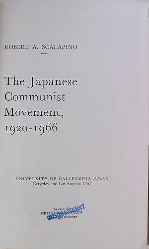 Bild des Verkufers fr The Japanese Communist Movement, 1920-1966 zum Verkauf von books4less (Versandantiquariat Petra Gros GmbH & Co. KG)