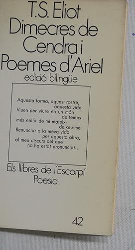 Seller image for Dimecres de cendra i poemes d& for sale by Librera Alonso Quijano