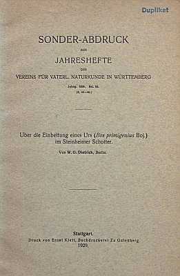 Immagine del venditore per ber die Einbettung eines Urs (Bos primigenius Boj.) im Steinheimer Schotter venduto da ConchBooks