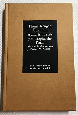 Seller image for ber den Aphorismus als philosophische Form. for sale by Antiquariat Peda