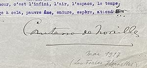 Anna de NOAILLES   Pome sign avec corrections autographes    Pauvre me, tu gmis  1917: Anna ...