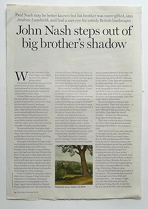 Seller image for John Nash steps out of big brother's shadow. An article by Andrew Lambirth. Extracted from the Oldie, November 2019. for sale by Roe and Moore