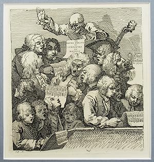 William Hogarth, A Chorus of Singers, 1732 engraving, original print, mounted