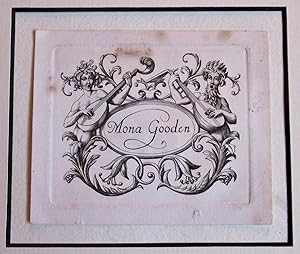 Stephen Gooden, original line engraving print, bookplate for Mona Gooden, 1926