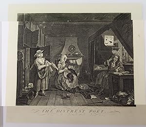William Hogarth, The Distrest Poet original antique print engraved 1740 unframed