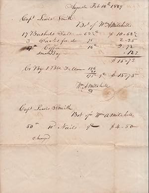 February 14, 1829 Letter and Receipt Addressed to Capt. Lewis Smith of Gwinnett, County Georgia C...
