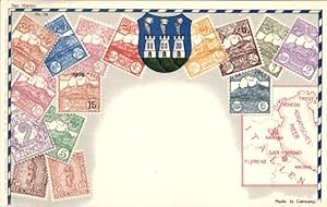 Briefmarken Wappen Litho San Marino, Landkarte