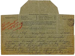 Télégramme manuscrit envoyé à Auguste et Louis Lumière à Lyon, en français
