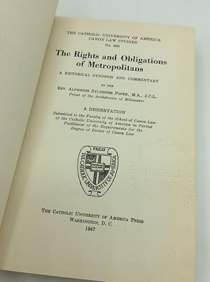 Imagen del vendedor de THE RIGHTS AND OBLIGATIONS OF METROPOLITANS a la venta por Kubik Fine Books Ltd., ABAA