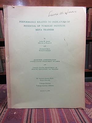 Performance Related to Indicators of Potential of Tuskegee Institute MDTA Trainees (SIGNED)