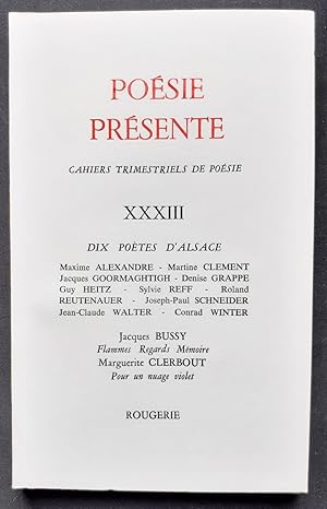 Imagen del vendedor de Posie prsente. Cahiers trimestriels de posie. NXXXIII, dcembre 1979: Dix potes d?Alsace. a la venta por Le Livre  Venir
