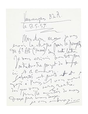 Picasso écrit à son ami et conseiller Max Pellequer pour un projet financier