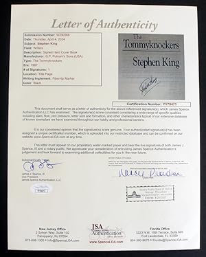 The Tommyknockers (Signed & JSA-Certified 1st Ed, Not Inscribed): King, Stephen