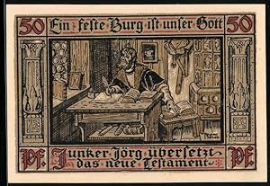 Bild des Verkufers fr Notgeld Eisenach 1921, 50 Pfennig, Junker Jrg bersetze das neue Testament zum Verkauf von Bartko-Reher