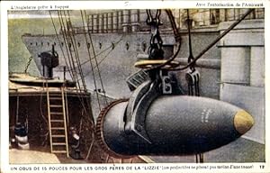Ansichtskarte / Postkarte Britisches Kriegsschiff, Torpedo Lizzie, Großes Projektil