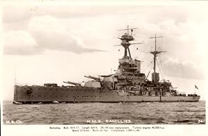 Künstler Ansichtskarte / Postkarte Britisches Kriegsschiff H.M.S. Ramillies