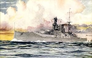 Künstler Ansichtskarte / Postkarte Britisches Kriegsschiff H.M.S. Barham