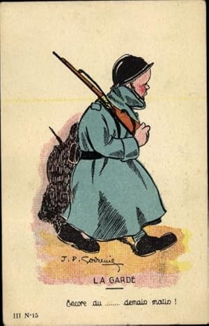 Künstler Ansichtskarte / Postkarte Junge in Uniform, Soldat, Gewehr