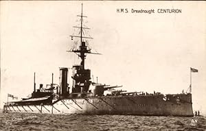 Ansichtskarte / Postkarte Englisches Kriegsschiff, H.M.S. Dreadnought Centurion