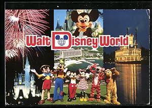 Ansichtskarte Walt Disney World mit den bekannten Comic-Figuen Micky Mouse und seine Freunde