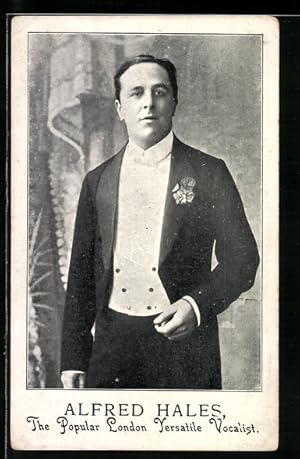 Bild des Verkufers fr Ansichtskarte Musiker Alfred Hales im schwarzen Anzug, Popular London Yersatile Vocalist zum Verkauf von Bartko-Reher