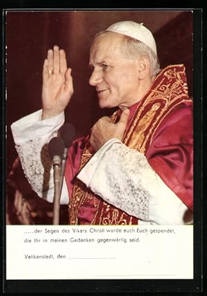 Bild des Verkufers fr Ansichtskarte Papst Johannes Paul II. spendet den Segen zum Verkauf von Bartko-Reher