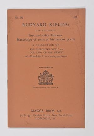 Bild des Verkufers fr Rudyard Kipling; A Collection of First and other Editions. Catalogue 663. zum Verkauf von Forest Books, ABA-ILAB