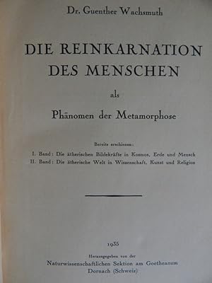 Imagen del vendedor de Die Reinkarnation des Menschen als Phnomen der Metamorphose a la venta por Buchantiquariat Uwe Sticht, Einzelunter.