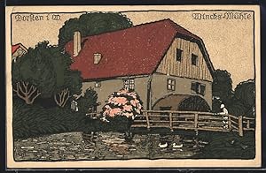 Steindruck-Ansichtskarte Dorsten /Westf., Darstellung von Wincks Mühle