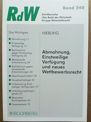 Seller image for Abmahnung, Einstweilige Verfgung und neues Wettbewerbsrecht for sale by Versandantiquariat Jena