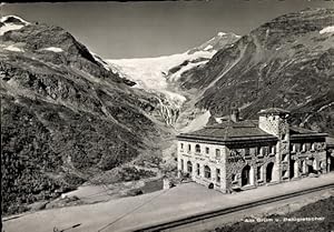 Ansichtskarte / Postkarte Alp Grüm Kt. Graubünden, Bahnhof, Panorama, Palügletscher